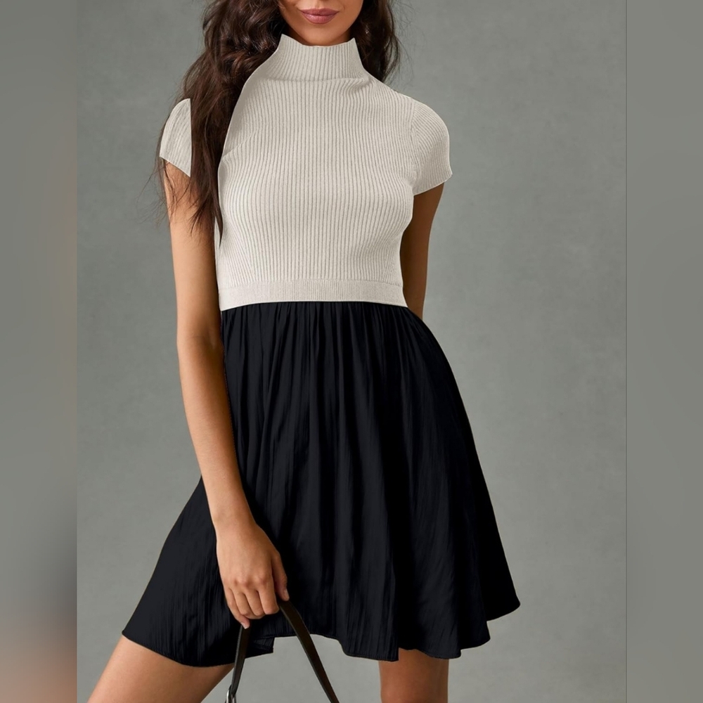 NWT Thea Short Sleeve Twofer Sweater Mini Dress Size L